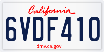 CA license plate 6VDF410