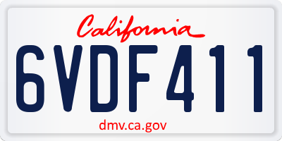 CA license plate 6VDF411