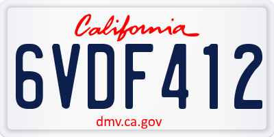 CA license plate 6VDF412