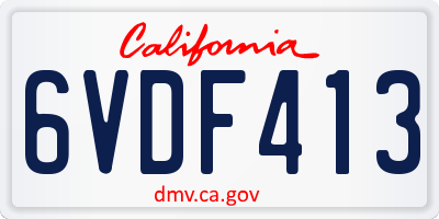 CA license plate 6VDF413