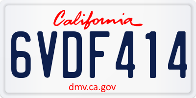 CA license plate 6VDF414