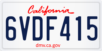 CA license plate 6VDF415