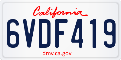 CA license plate 6VDF419