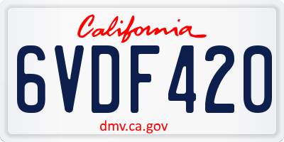 CA license plate 6VDF420