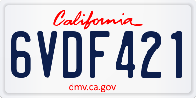 CA license plate 6VDF421