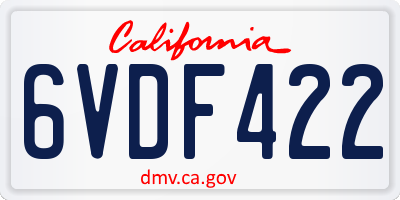 CA license plate 6VDF422