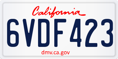 CA license plate 6VDF423