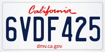 CA license plate 6VDF425