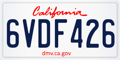 CA license plate 6VDF426