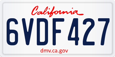 CA license plate 6VDF427