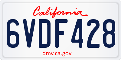 CA license plate 6VDF428