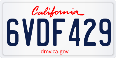 CA license plate 6VDF429