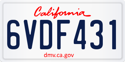 CA license plate 6VDF431