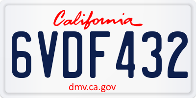 CA license plate 6VDF432