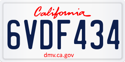 CA license plate 6VDF434