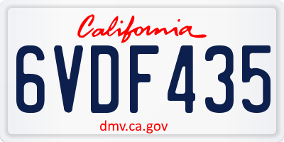 CA license plate 6VDF435