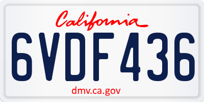 CA license plate 6VDF436
