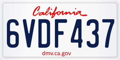 CA license plate 6VDF437