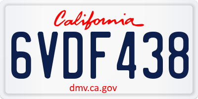 CA license plate 6VDF438