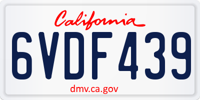 CA license plate 6VDF439