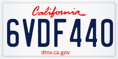 CA license plate 6VDF440