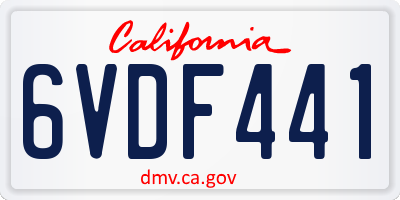 CA license plate 6VDF441