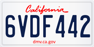 CA license plate 6VDF442