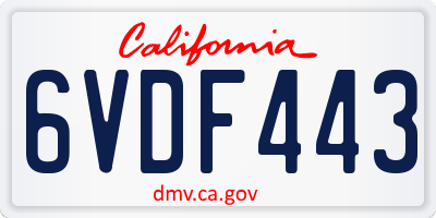 CA license plate 6VDF443