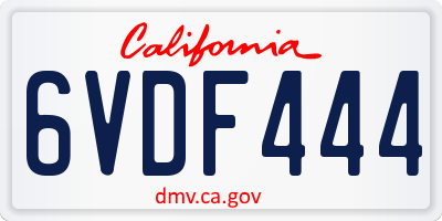 CA license plate 6VDF444