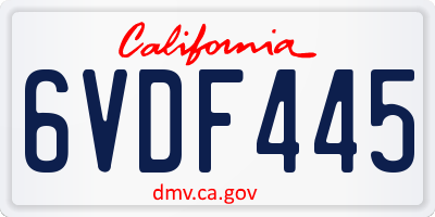 CA license plate 6VDF445
