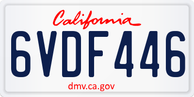 CA license plate 6VDF446