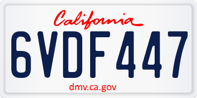 CA license plate 6VDF447