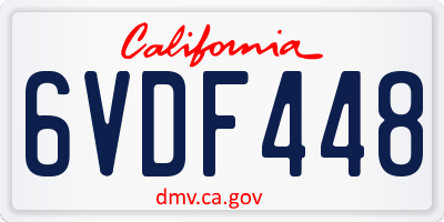CA license plate 6VDF448