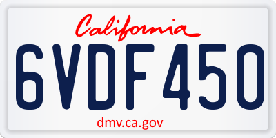 CA license plate 6VDF450