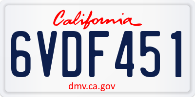 CA license plate 6VDF451