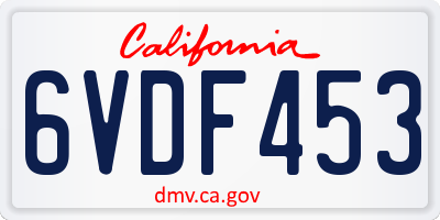 CA license plate 6VDF453
