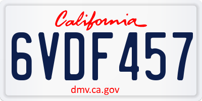 CA license plate 6VDF457