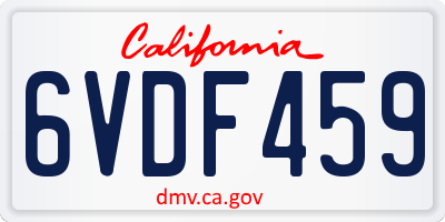 CA license plate 6VDF459