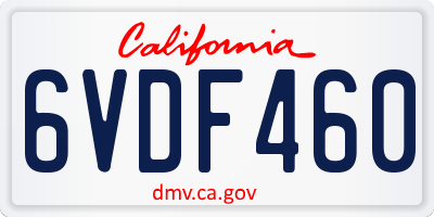 CA license plate 6VDF460