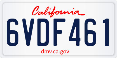 CA license plate 6VDF461