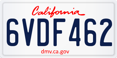 CA license plate 6VDF462