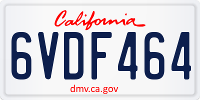 CA license plate 6VDF464
