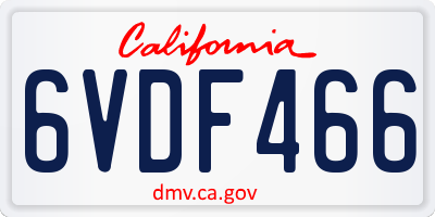 CA license plate 6VDF466