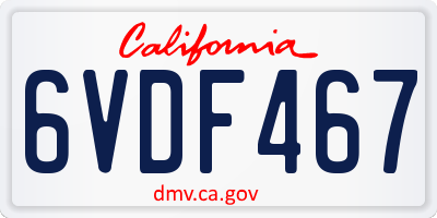 CA license plate 6VDF467