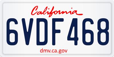 CA license plate 6VDF468