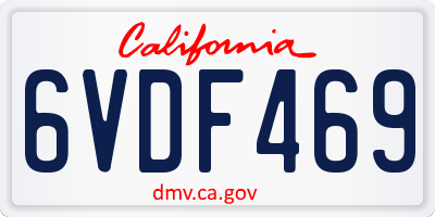 CA license plate 6VDF469