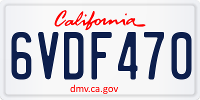 CA license plate 6VDF470
