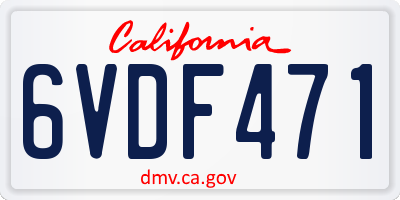 CA license plate 6VDF471