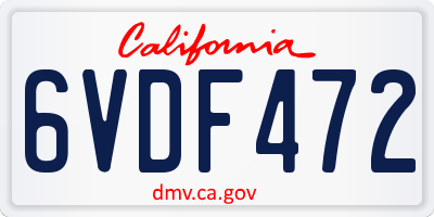 CA license plate 6VDF472