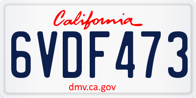 CA license plate 6VDF473